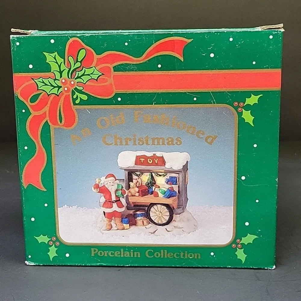 Russ Old Fashioned Christmas Porcelain Collection Electric santa/wagon.‎